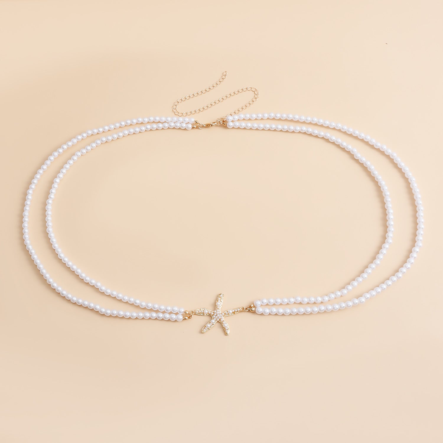 Starfish Pearl Waist Chain – Handmade Beach Body Jewelry for Women