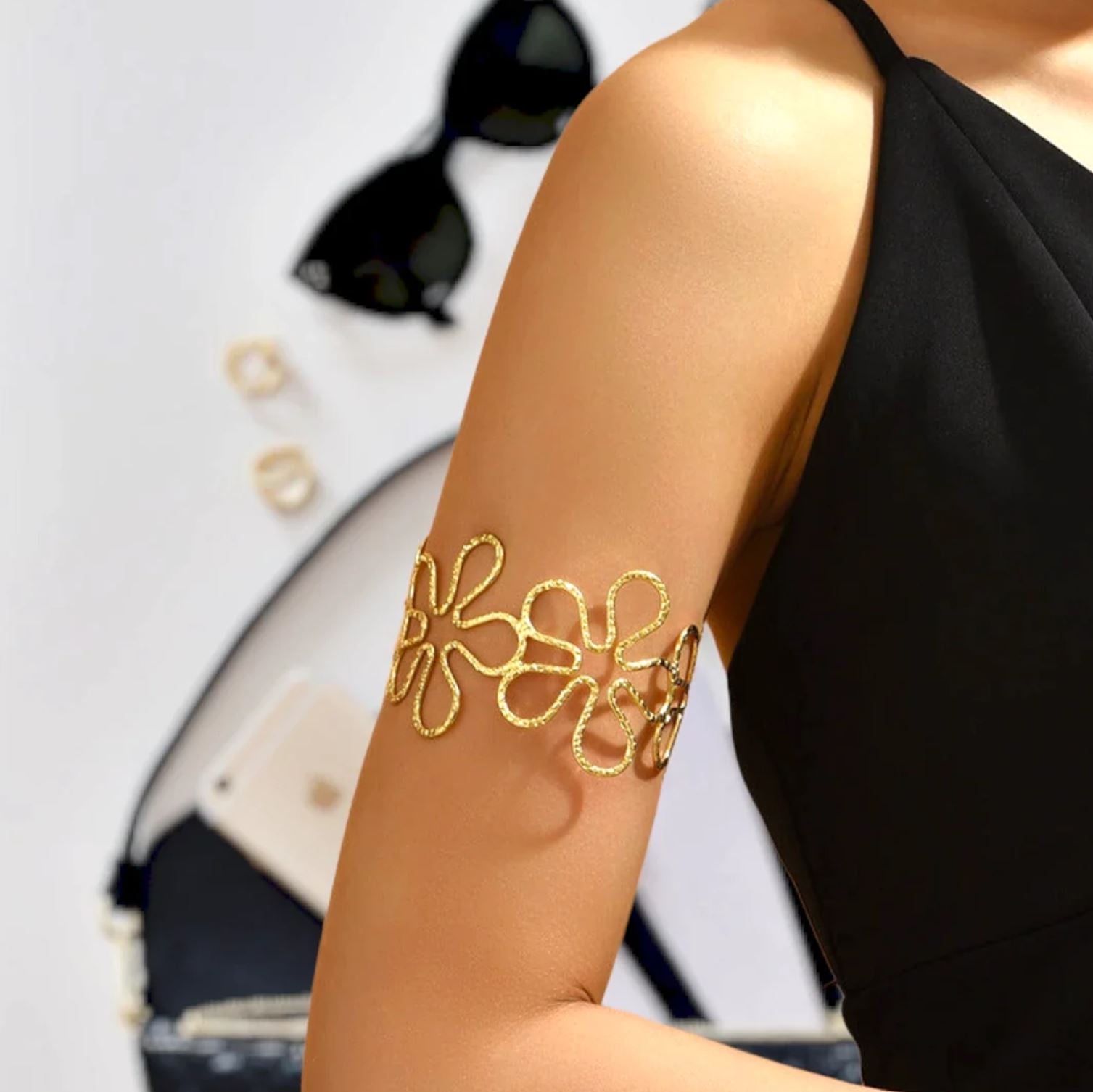Upper Arm Flower Cuff | Flower Bracelets Silver | Flower Cuff Bracelet | Upper Arm Flower Bracelet
