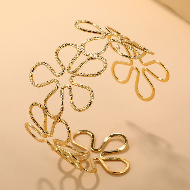 Upper Arm Flower Cuff | Flower Bracelets Silver | Flower Cuff Bracelet | Upper Arm Flower Bracelet