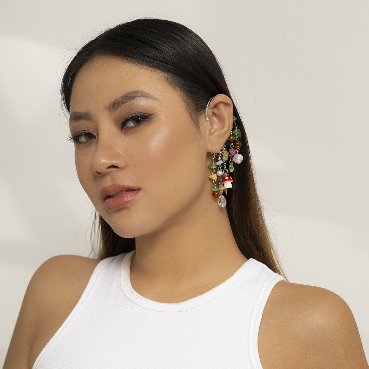 Colorful Drop Earrings - Multi-Color Earrings - Tassel Ear Cuff - 1PC