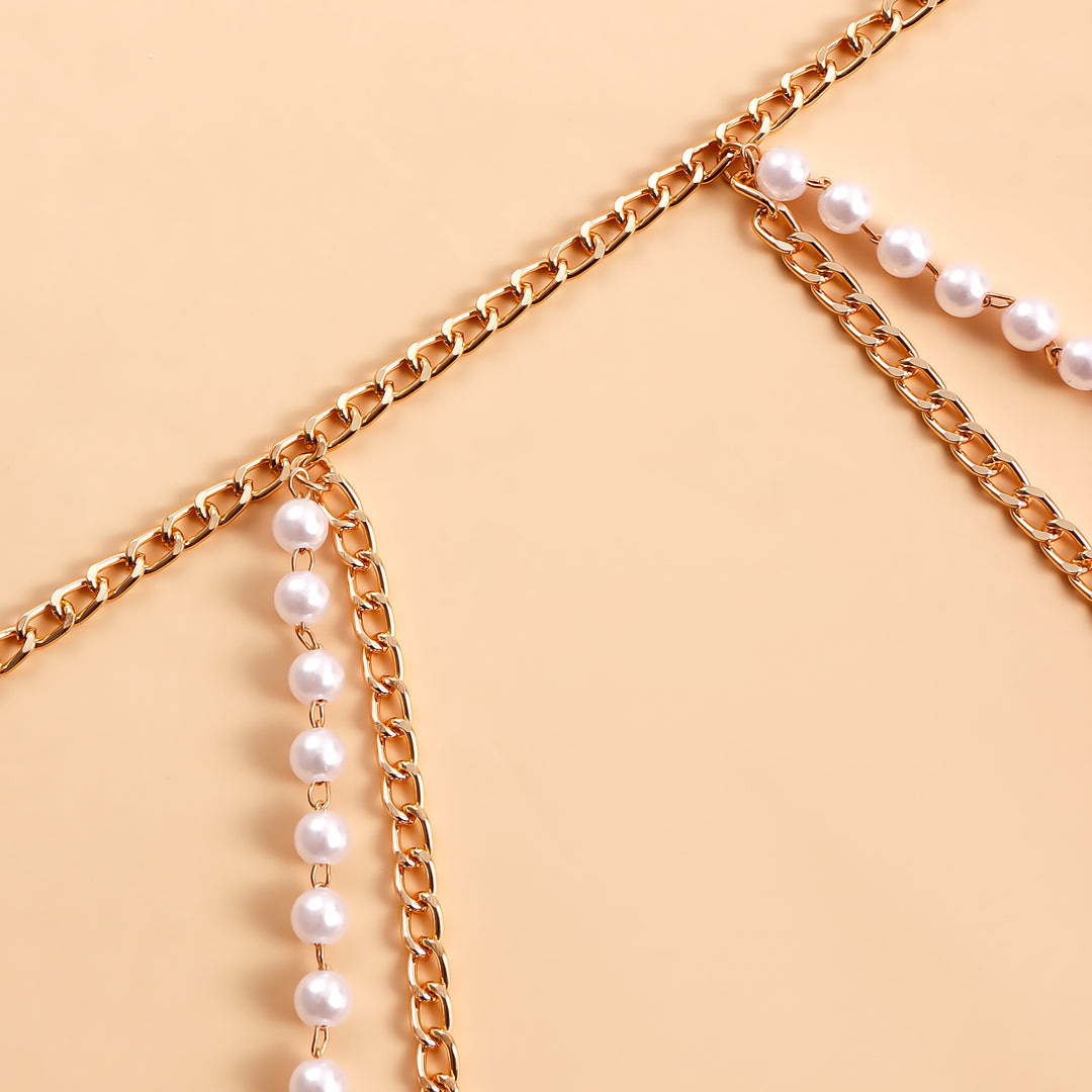 Pearl & Gold Waist Chain – Elegant Layered Belly Jewelry for Chic & Beachwear Looks
