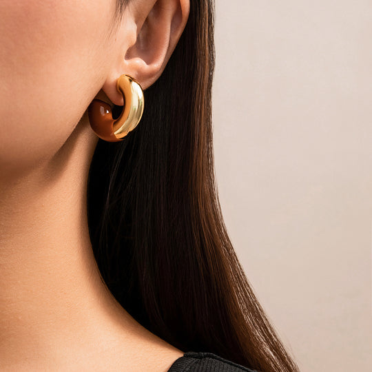 Bold Enamel Hoop Earrings – Chunky Gold & Color-Block Statement Jewelry
