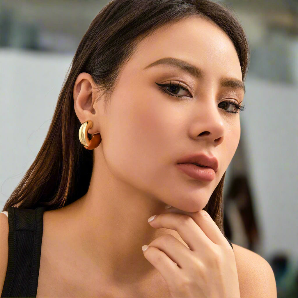 Bold Enamel Hoop Earrings – Chunky Gold & Color-Block Statement Jewelry