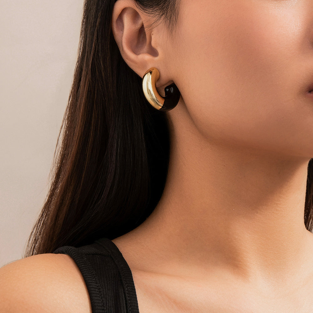Bold Enamel Hoop Earrings – Chunky Gold & Color-Block Statement Jewelry