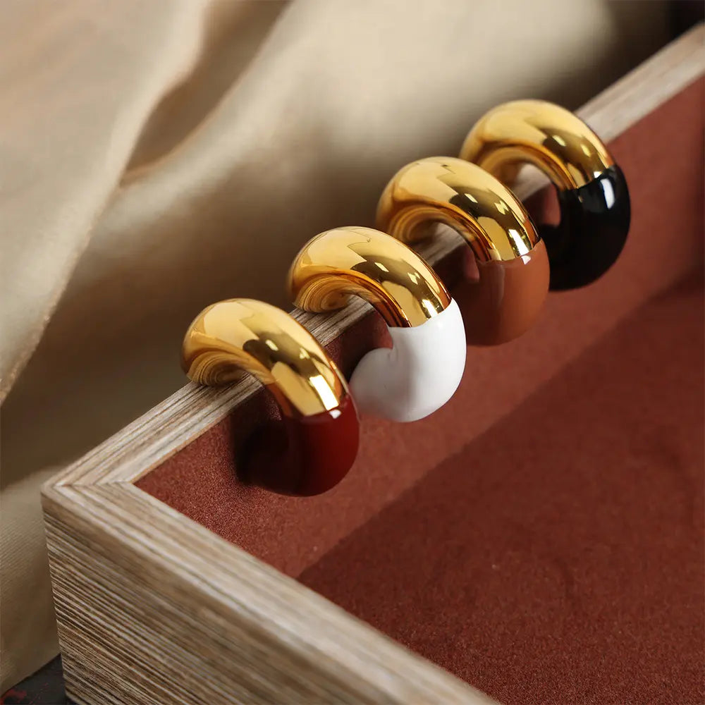 Bold Enamel Hoop Earrings – Chunky Gold & Color-Block Statement Jewelry