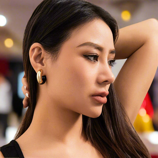 Bold Enamel Hoop Earrings – Chunky Gold & Color-Block Statement Jewelry