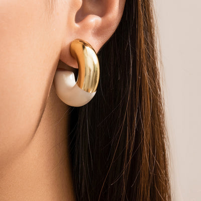 Bold Enamel Hoop Earrings – Chunky Gold & Color-Block Statement Jewelry
