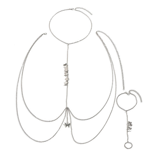 Butterfly Layered Body Chain Set – Elegant Chest & Hand Jewelry for Women