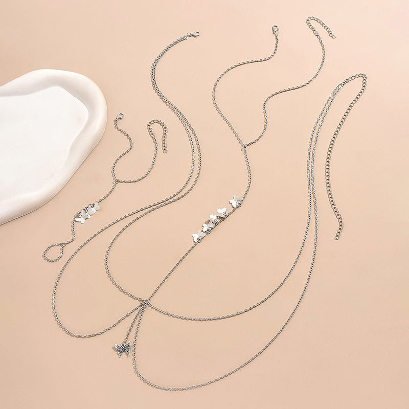 Butterfly Layered Body Chain Set – Elegant Chest & Hand Jewelry for Women