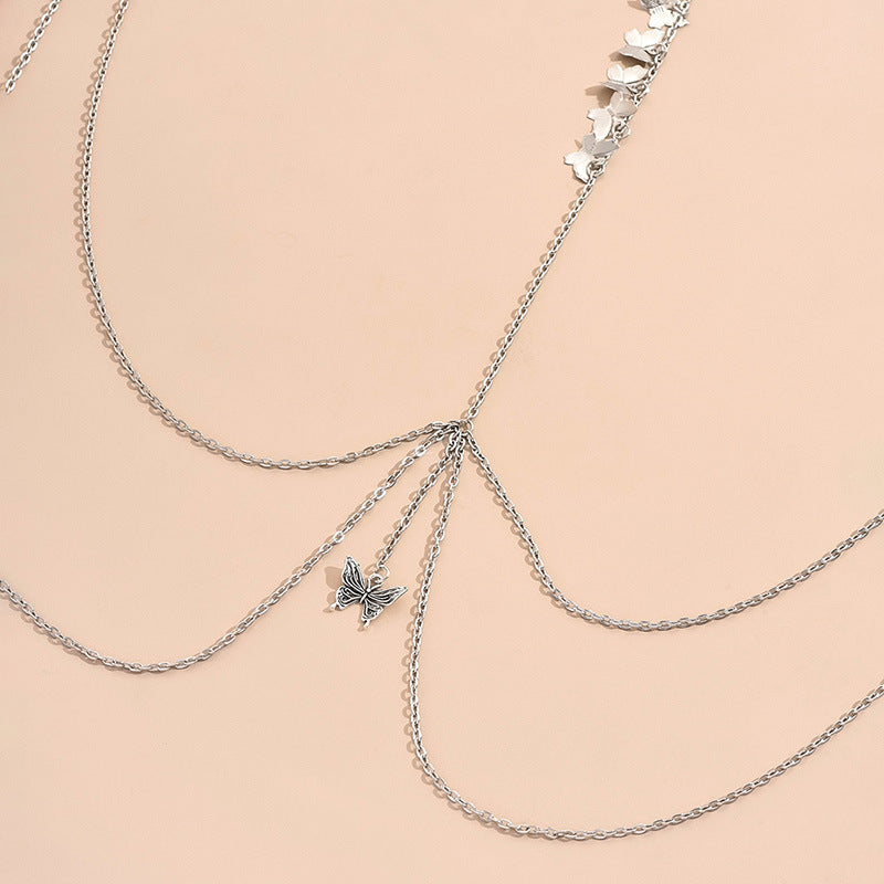 Butterfly Layered Body Chain Set – Elegant Chest & Hand Jewelry for Women