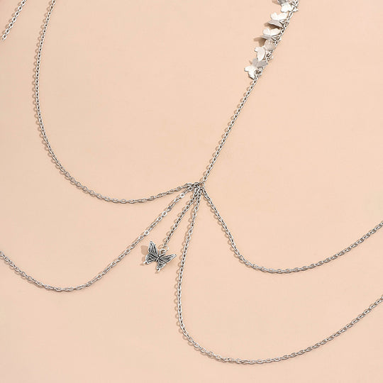 Butterfly Layered Body Chain Set – Elegant Chest & Hand Jewelry for Women