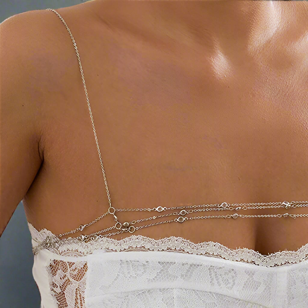 Crystal Rhinestone Shoulder Chain Necklace - Glamorous Body Jewelry