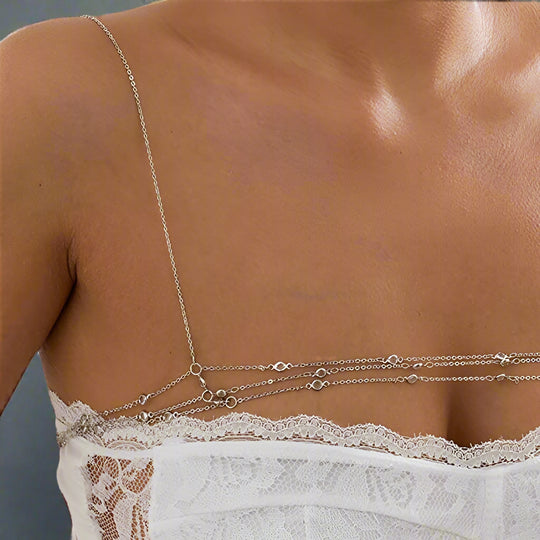 Crystal Rhinestone Shoulder Chain Necklace - Glamorous Body Jewelry