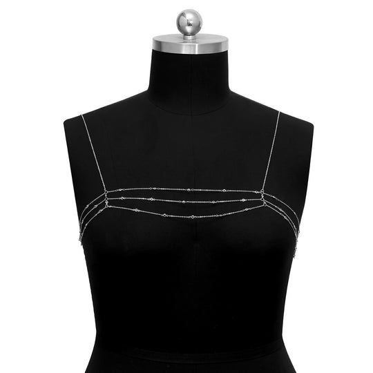 Crystal Rhinestone Shoulder Chain Necklace - Glamorous Body Jewelry