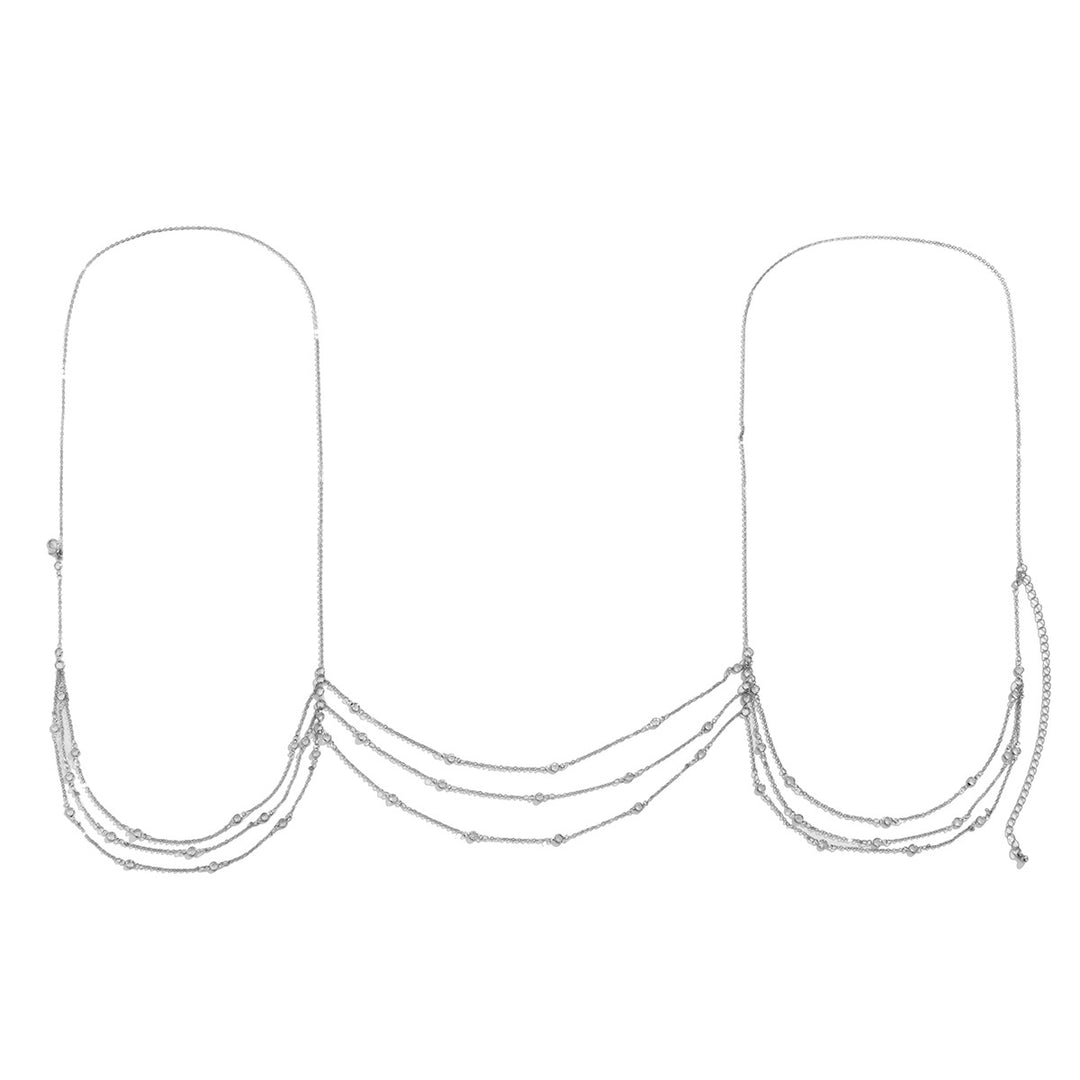 Crystal Rhinestone Shoulder Chain Necklace - Glamorous Body Jewelry