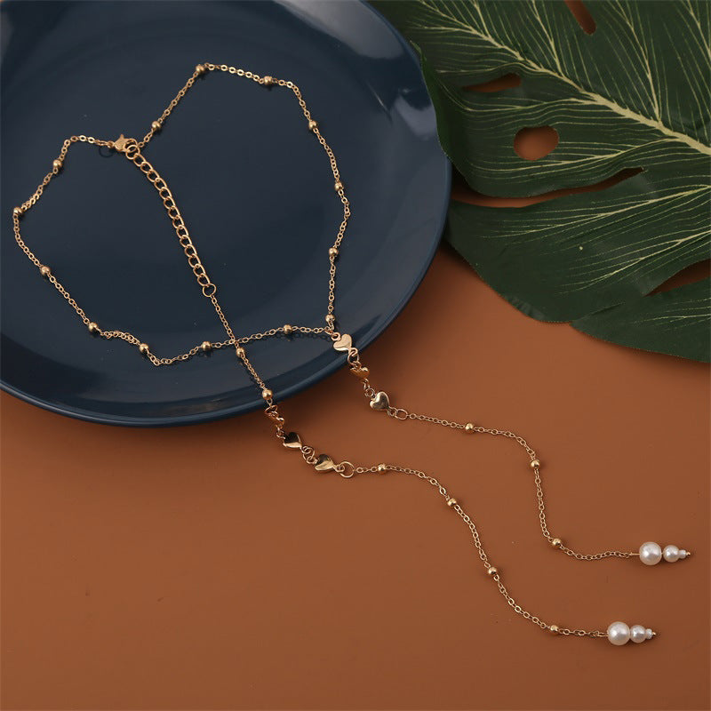 Elegant Gold Lariat Body Chain – Adjustable Back & Front Necklace