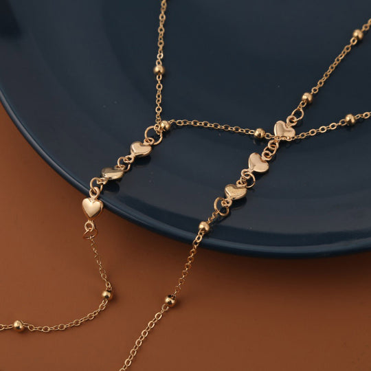 Elegant Gold Lariat Body Chain – Adjustable Back & Front Necklace