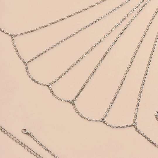 Elegant Stone Body Chain Jewelry Set – Statement Chest & Hand Chain for Women