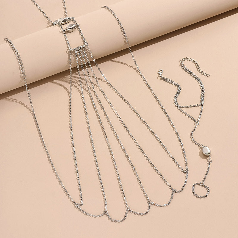 Elegant Stone Body Chain Jewelry Set – Statement Chest & Hand Chain for Women