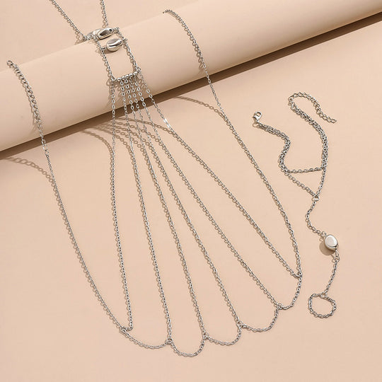 Elegant Stone Body Chain Jewelry Set – Statement Chest & Hand Chain for Women