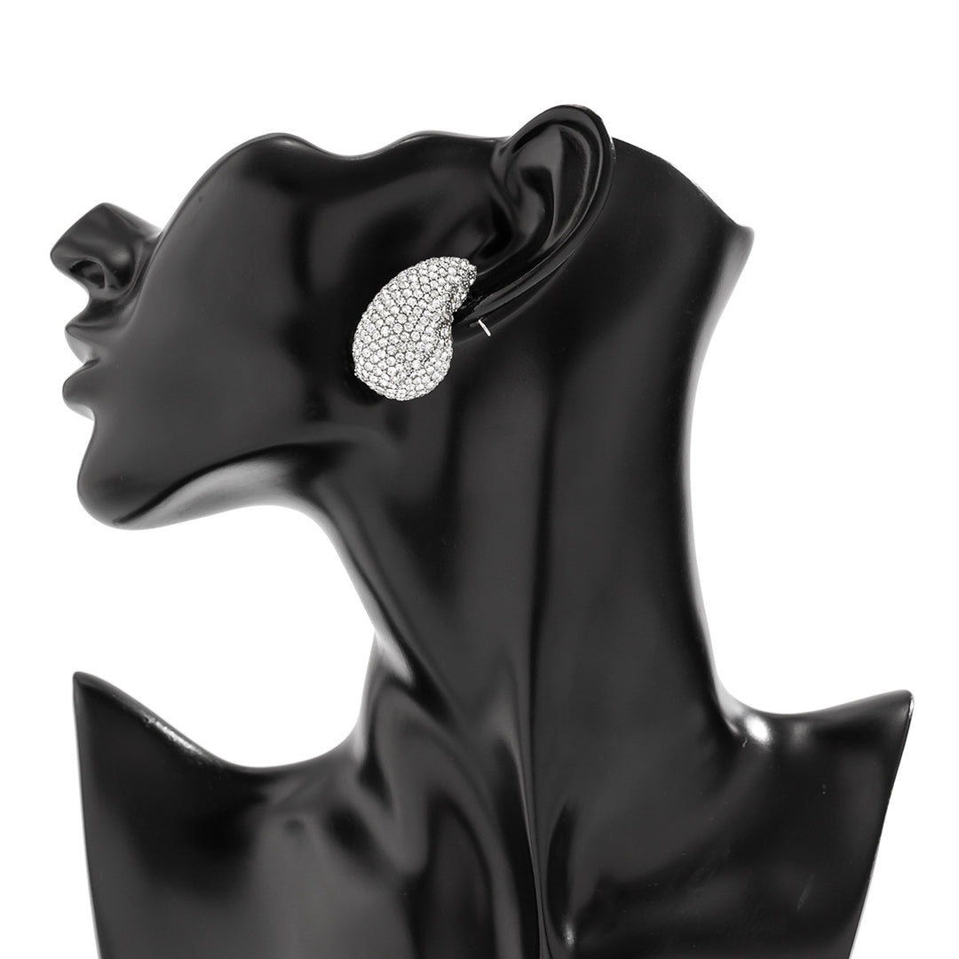 Elegant Silver Paved Crystal Earrings – Luxury Statement Studs for Women