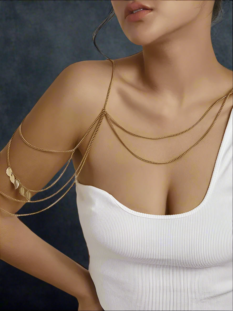 Gold Shoulder Body Chain – Drape Arm Jewelry for Women