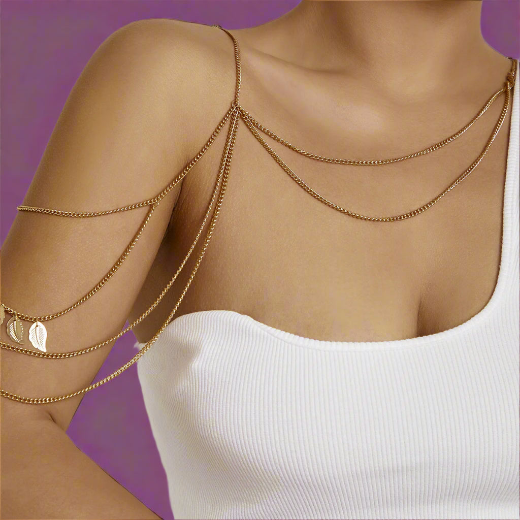Gold Shoulder Body Chain – Drape Arm Jewelry for Women