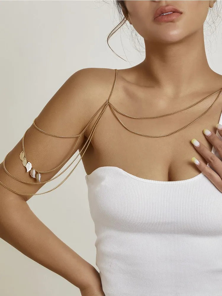 Gold Shoulder Body Chain – Drape Arm Jewelry for Women