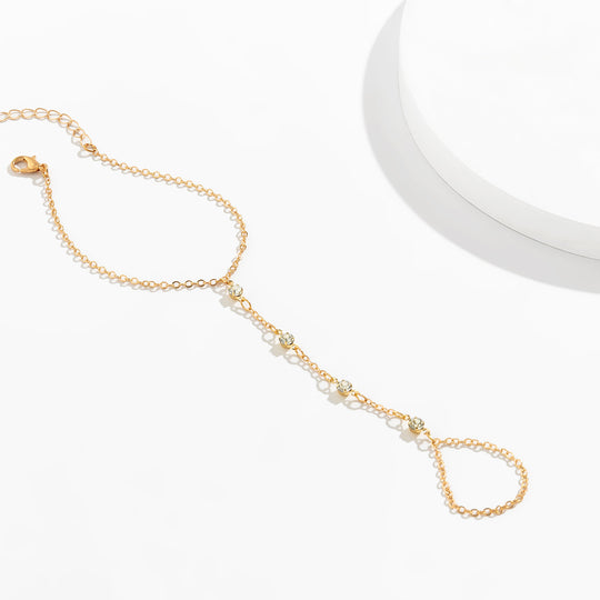 Gold & Silver Crystal Hand Chain Bracelet - Elegant Harness