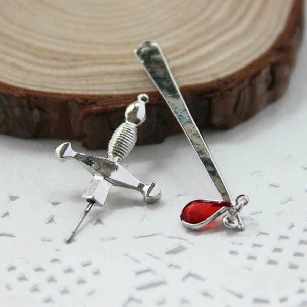 Gold/Silver Sword Dagger Earring – Bold Statement Jewelry with Gemstone Drop