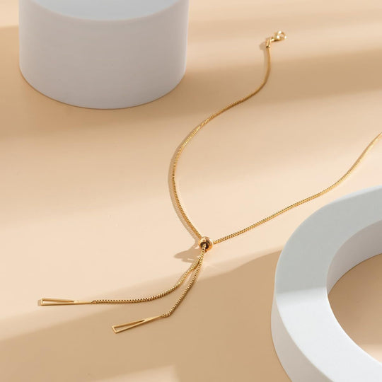Minimalist Gold & Silver Y Lariat Necklace – Elegant Adjustable Drop Chain