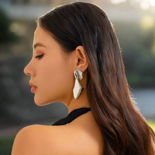 Modern Abstract Gold & Silver Earrings – Bold & Elegant Statement Jewelry