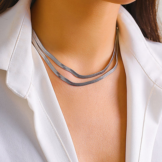 Multi-Layer Chain Choker Necklace – Elegant Gold & Silver Statement Jewelry