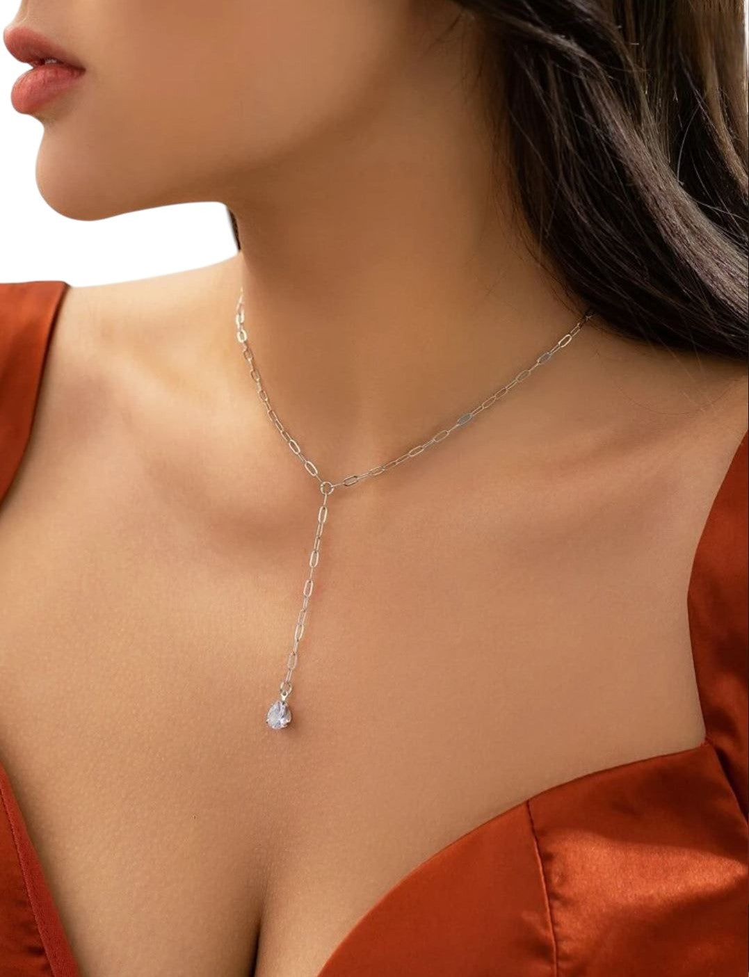 Olivia Necklace - Pearl Pendant Necklace - Lariat Necklace