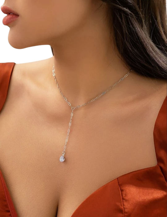 Olivia Necklace - Pearl Pendant Necklace - Lariat Necklace