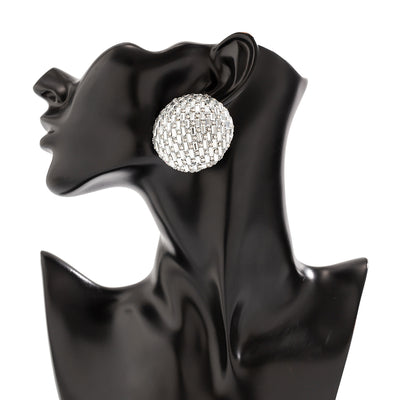 Silver Oversized Crystal Stud Earrings – Bold & Elegant Statement Jewelry