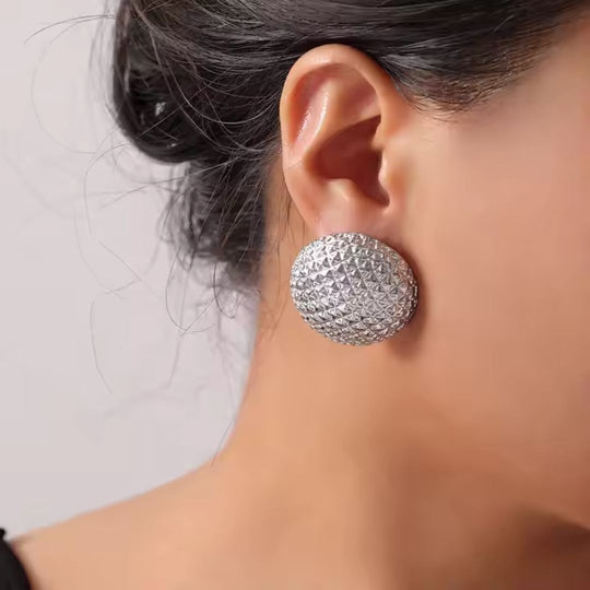 Silver Oversized Crystal Stud Earrings – Bold & Elegant Statement Jewelry