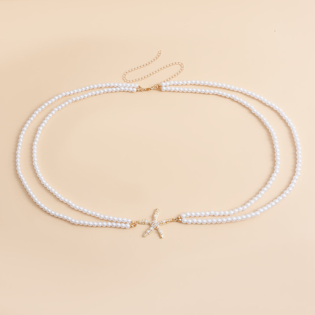 Starfish Pearl Waist Chain – Handmade Beach Body Jewelry for Women