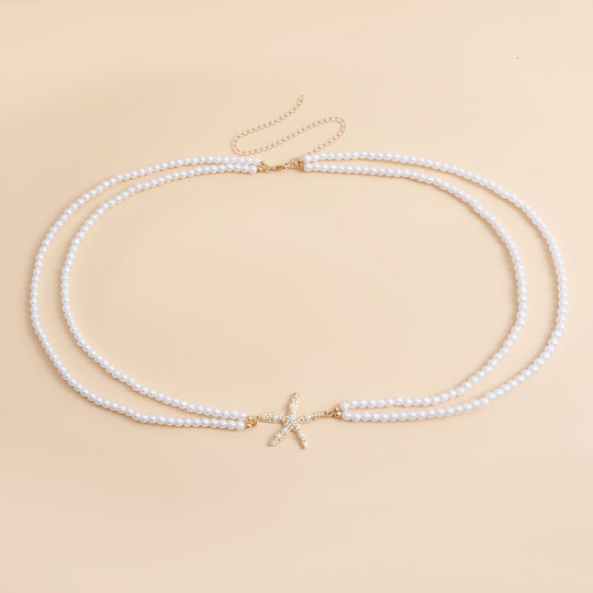 Starfish Pearl Waist Chain – Handmade Beach Body Jewelry for Women