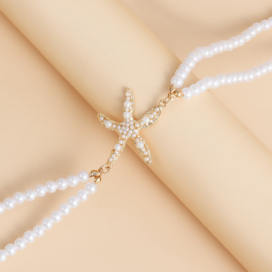 Starfish Pearl Waist Chain – Handmade Beach Body Jewelry for Women