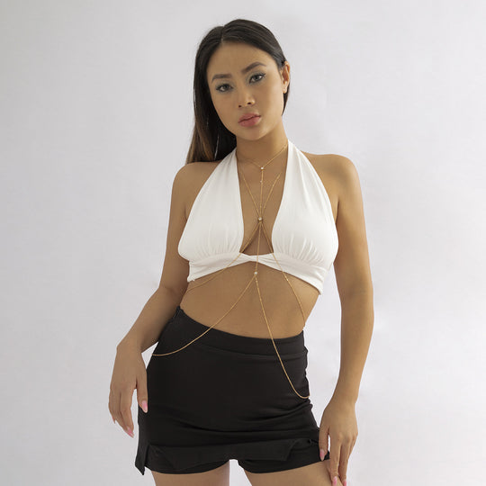 Swarovski Crystal Body Chain Necklace - Luxury Chest Body Jewelry