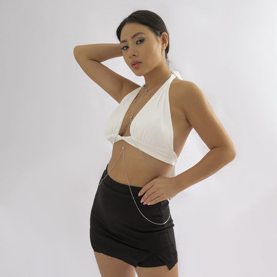 Swarovski Crystal Body Chain Necklace - Luxury Chest Body Jewelry