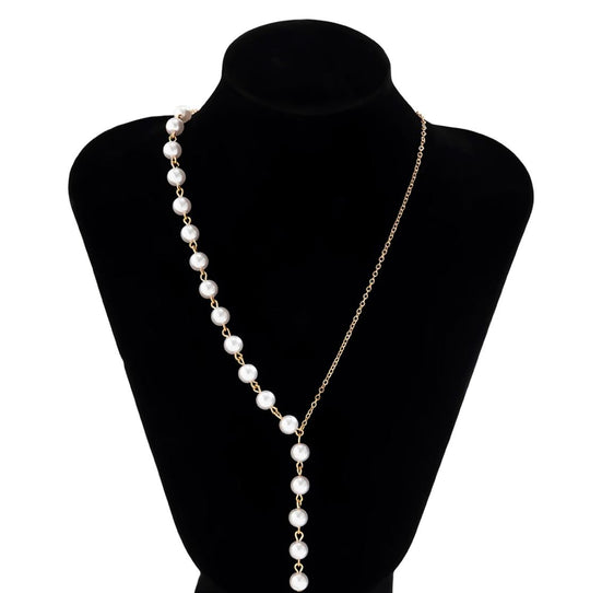 Boho Gold Plated Pearl Chain Y Necklace - Elegant Jewelry for Women