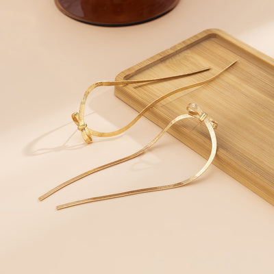 Bow Herringbone Chain Dangle Earrings | Bow Chain Dangle Earrings