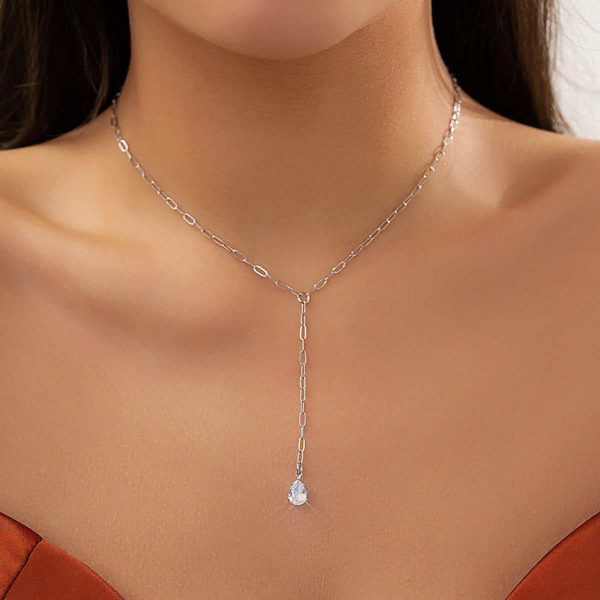 Olivia Necklace - Pearl Pendant Necklace - Lariat Necklace