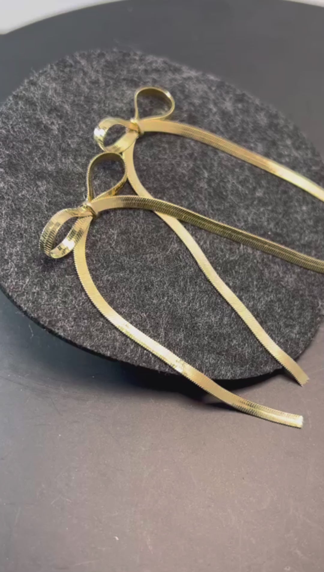 Bow Herringbone Chain Dangle Earrings | Bow Chain Dangle Earrings