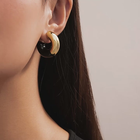 Bold Enamel Hoop Earrings – Chunky Gold & Color-Block Statement Jewelry