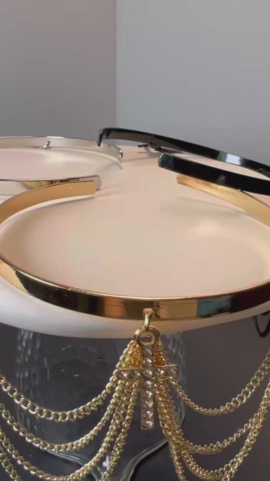 Cubic Zirconia Cross Tassel Arm Cuff - Elegant Chain Bracelet