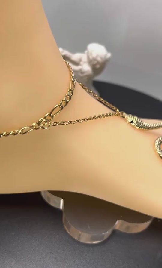 Snake Chain Barefoot Anklet – Beach Foot Jewelry for Women