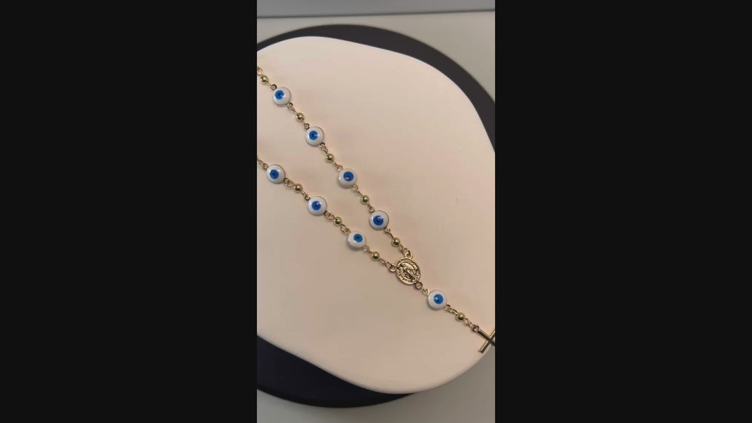 Chic Cross Pendant Evil Eye Necklace - Rose Quartz Protection Necklace